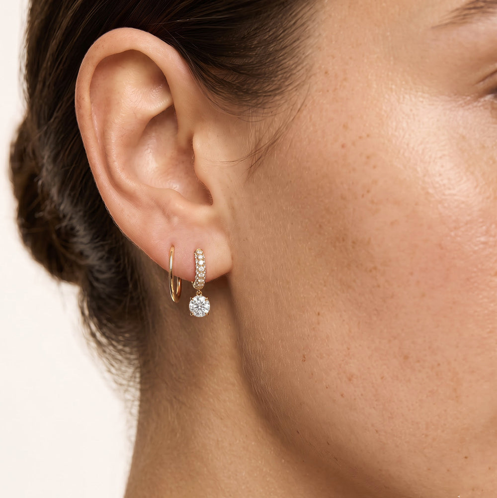 The Windsor Drop Huggies with 14KT Rose Gold / Lab / 1 3/8 Cut Diamond in 14KT Rose Gold / Lab / 1 3/8 view 4
