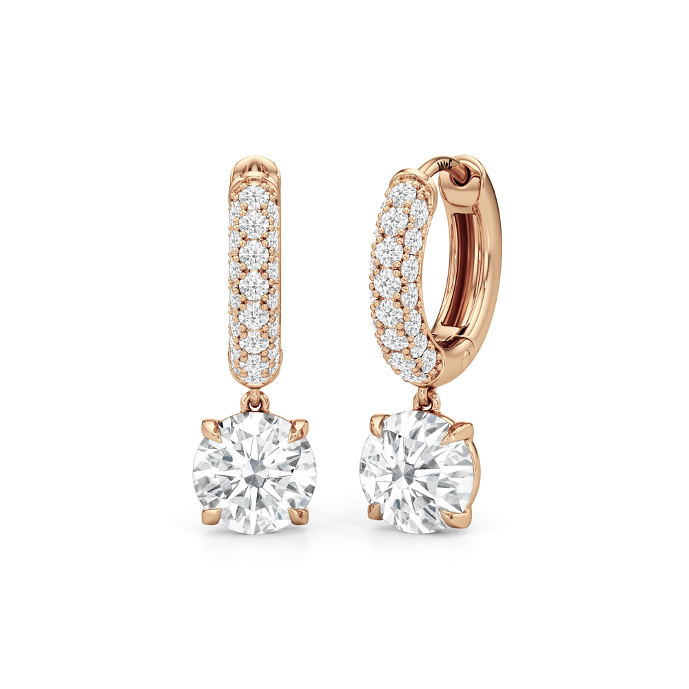 The Windsor Drop Huggies with 14KT Rose Gold / Lab / 2 3/8 Cut Diamond in 14KT Rose Gold / Lab / 2 3/8 view 2
