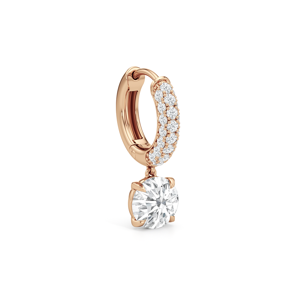 The Windsor Drop Huggies with 14KT Rose Gold / Lab / 2 3/8 Cut Diamond in 14KT Rose Gold / Lab / 2 3/8 view 5
