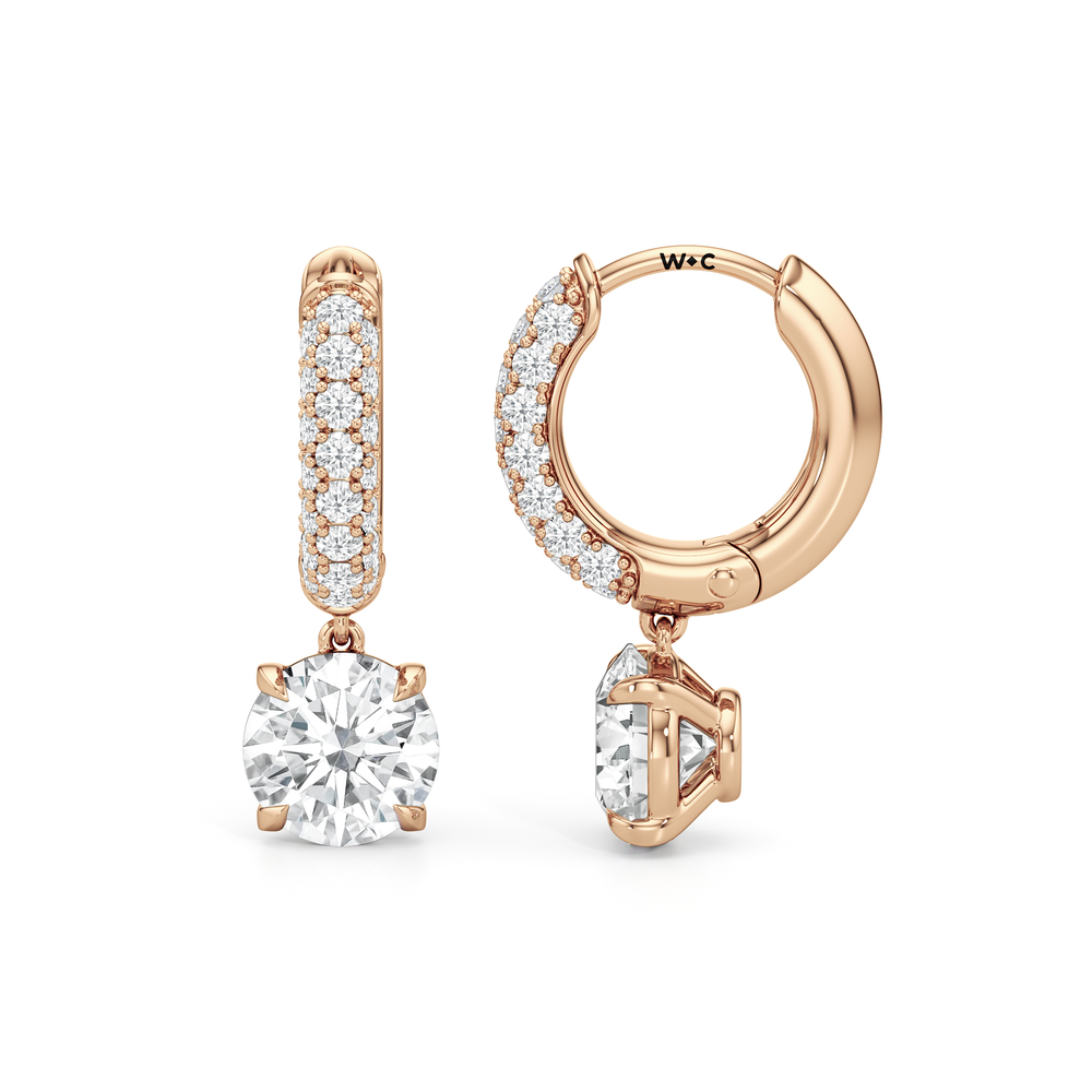 The Windsor Drop Huggies with 14KT Rose Gold / Lab / 2 3/8 Cut Diamond in 14KT Rose Gold / Lab / 2 3/8 view 7

