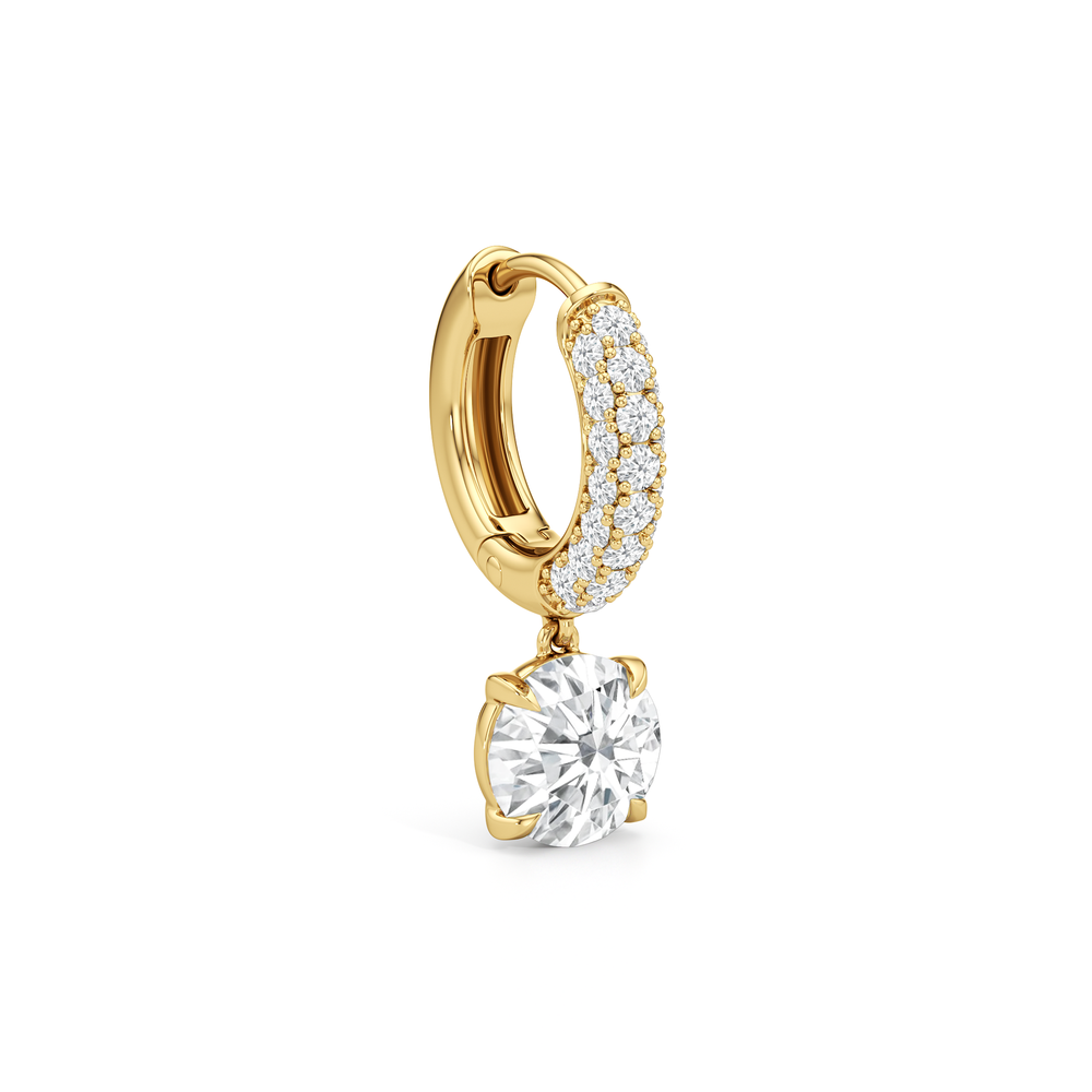 The Windsor Drop Huggies with 14KT Yellow Gold / Lab / 2 3/8 Cut Diamond in 14KT Yellow Gold / Lab / 2 3/8 view 5
