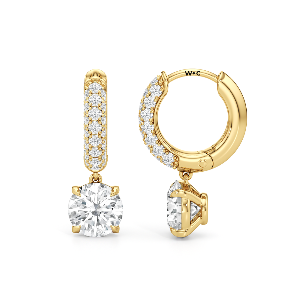 The Windsor Drop Huggies with 14KT Yellow Gold / Lab / 2 3/8 Cut Diamond in 14KT Yellow Gold / Lab / 2 3/8 view 7
