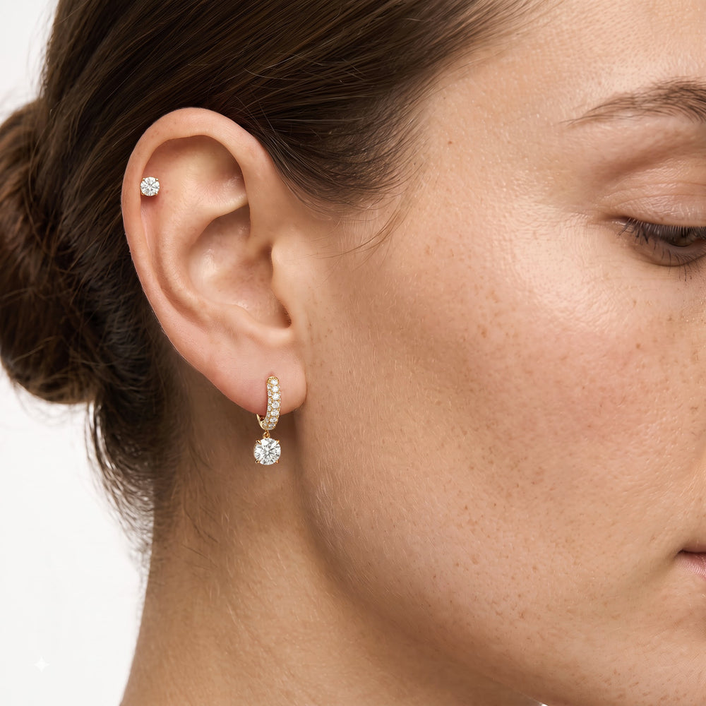 The Windsor Drop Huggies with 14KT Rose Gold / Lab / 2 3/8 Cut Diamond in 14KT Rose Gold / Lab / 2 3/8 view 4
