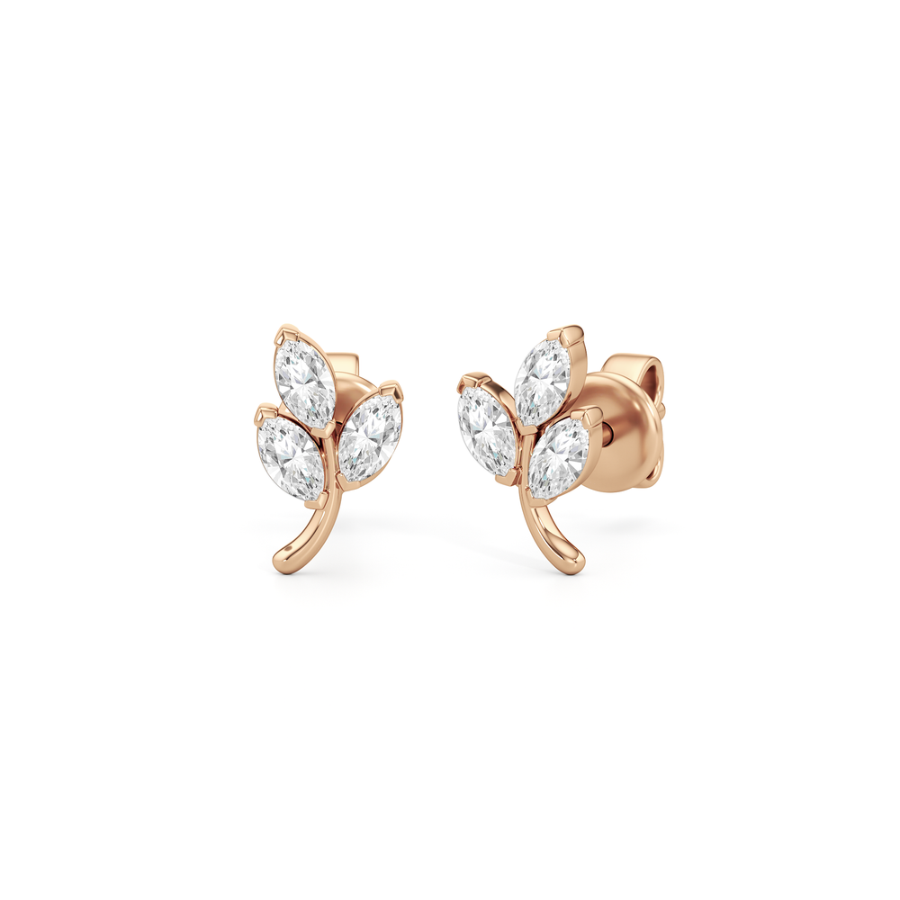 The Vine Studs with 14KT Rose Gold / Lab / 1/3 Cut Diamond in 14KT Rose Gold / Lab / 1/3 view 1

