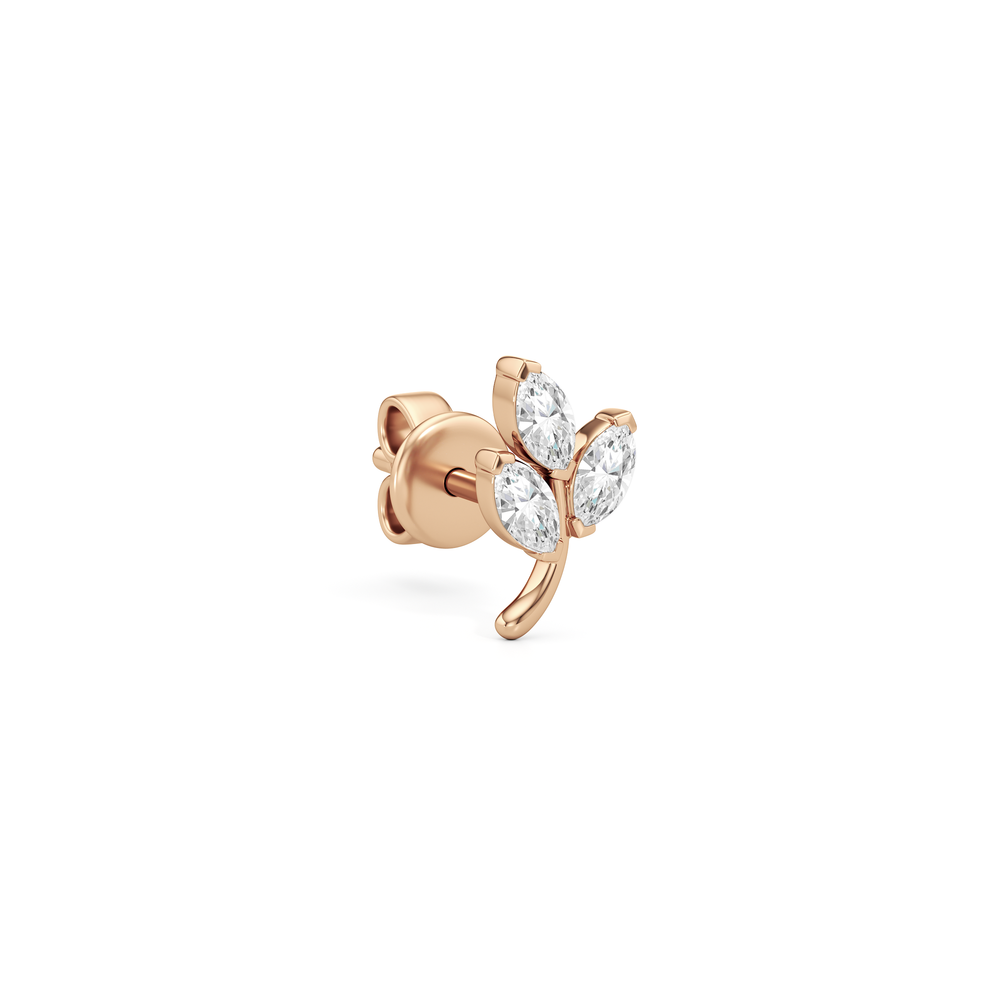 The Vine Studs with 14KT Rose Gold / Lab / 1/3 Cut Diamond in 14KT Rose Gold / Lab / 1/3 view 2
