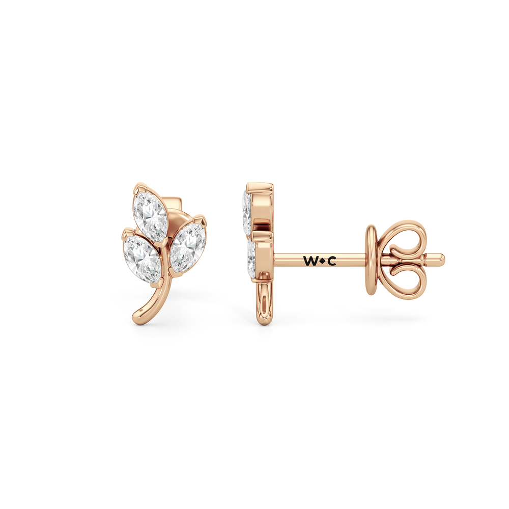 The Vine Studs with 14KT Rose Gold / Lab / 1/3 Cut Diamond in 14KT Rose Gold / Lab / 1/3 view 4
