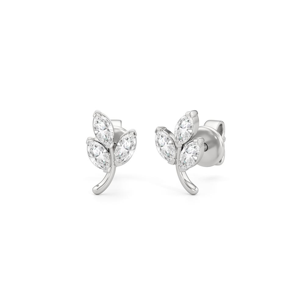 The Vine Studs with 14KT White Gold / Lab / 1/3 Cut Diamond in 14KT White Gold / Lab / 1/3 view 1
