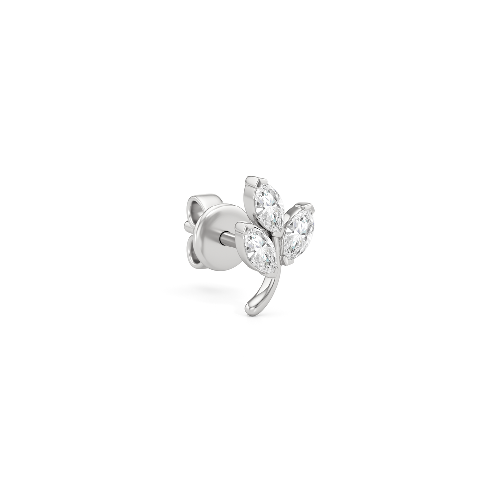 The Vine Studs with 14KT White Gold / Lab / 1/3 Cut Diamond in 14KT White Gold / Lab / 1/3 view 2
