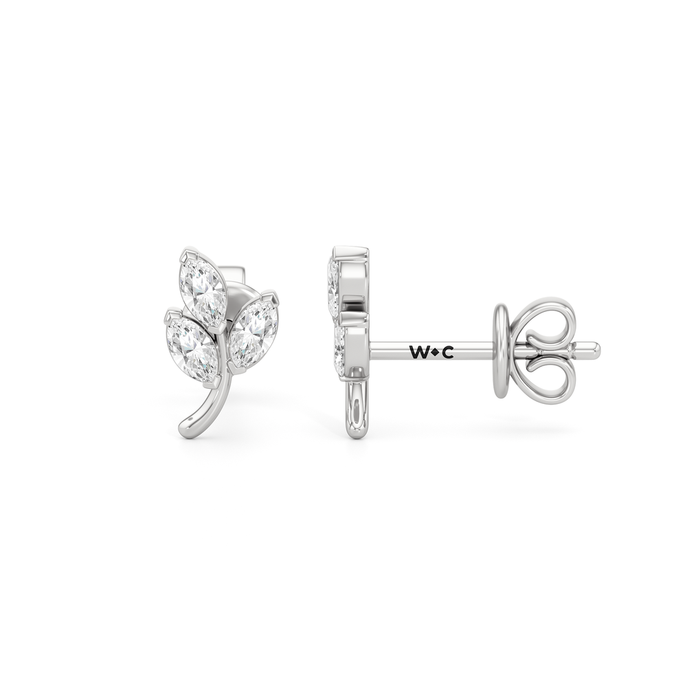 The Vine Studs with 14KT White Gold / Lab / 1/3 Cut Diamond in 14KT White Gold / Lab / 1/3 view 4
