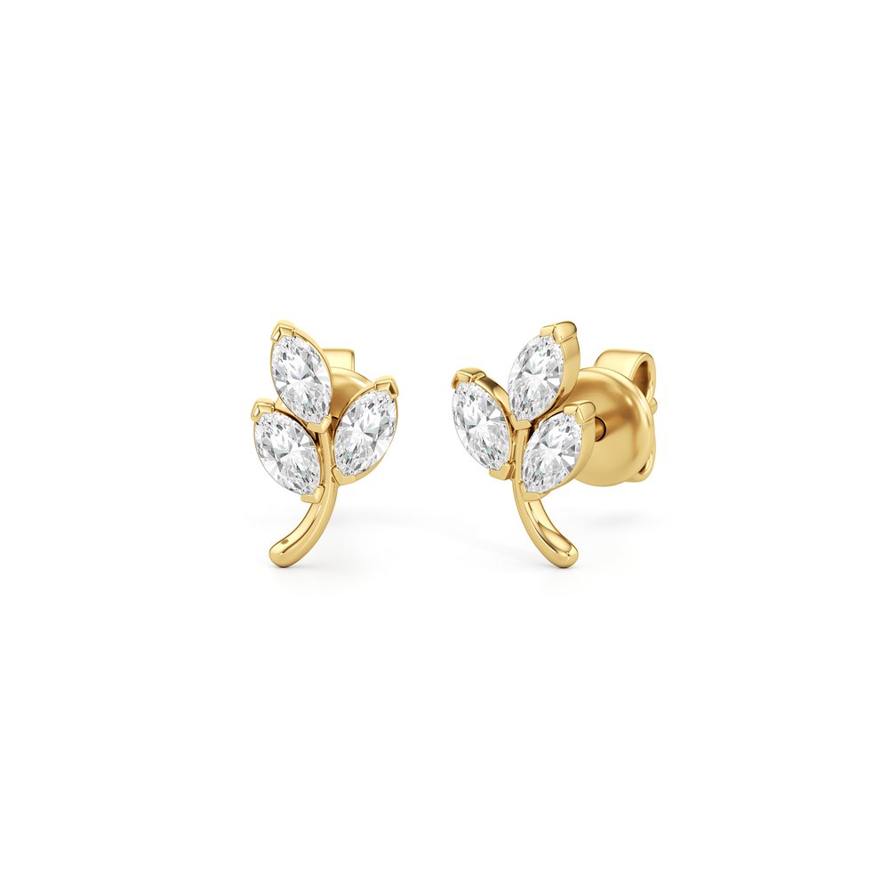 The Vine Studs with 14KT Yellow Gold / Lab / 1/3 Cut Diamond in 14KT Yellow Gold / Lab / 1/3 view 1
