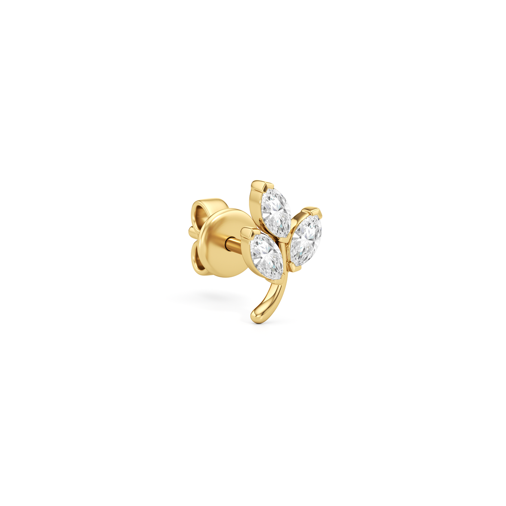 The Vine Studs with 14KT Yellow Gold / Lab / 1/3 Cut Diamond in 14KT Yellow Gold / Lab / 1/3 view 2
