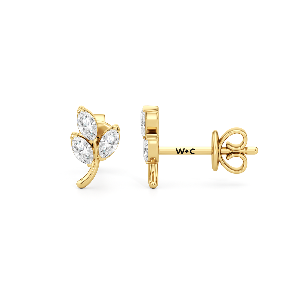 The Vine Studs with 14KT Yellow Gold / Lab / 1/3 Cut Diamond in 14KT Yellow Gold / Lab / 1/3 view 4
