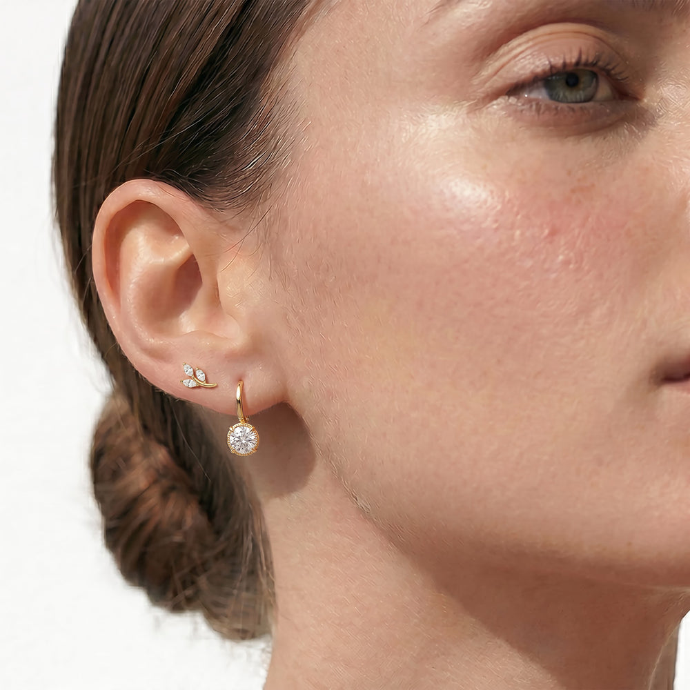 The Vine Studs with 14KT White Gold / Lab / 1/3 Cut Diamond in 14KT White Gold / Lab / 1/3 view 3

