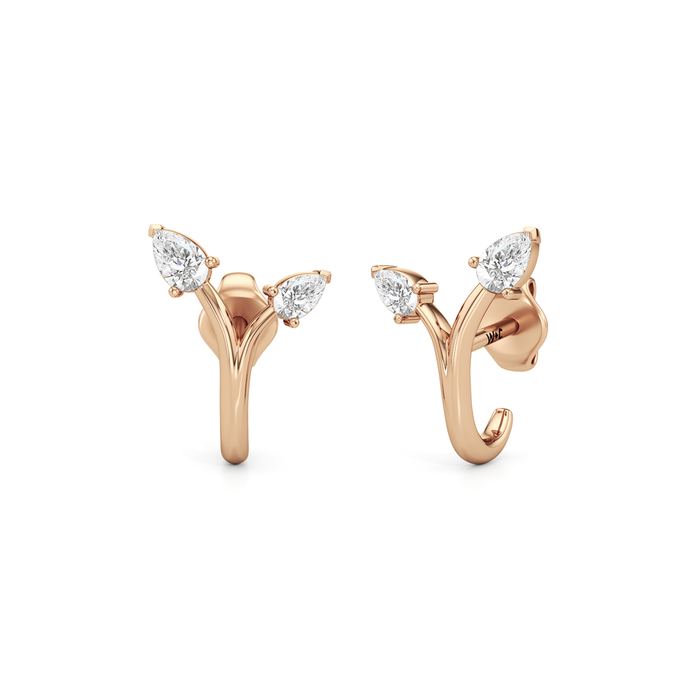 The Vine Sculpted Hoops with 14KT Rose Gold / Lab / 1/4 Cut Diamond in 14KT Rose Gold / Lab / 1/4 view 1
