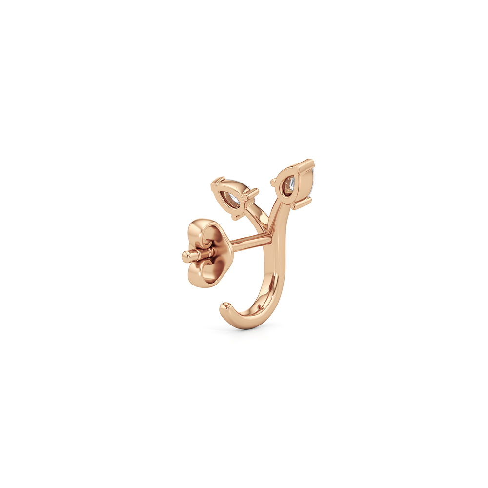 The Vine Sculpted Hoops with 14KT Rose Gold / Lab / 1/4 Cut Diamond in 14KT Rose Gold / Lab / 1/4 view 3
