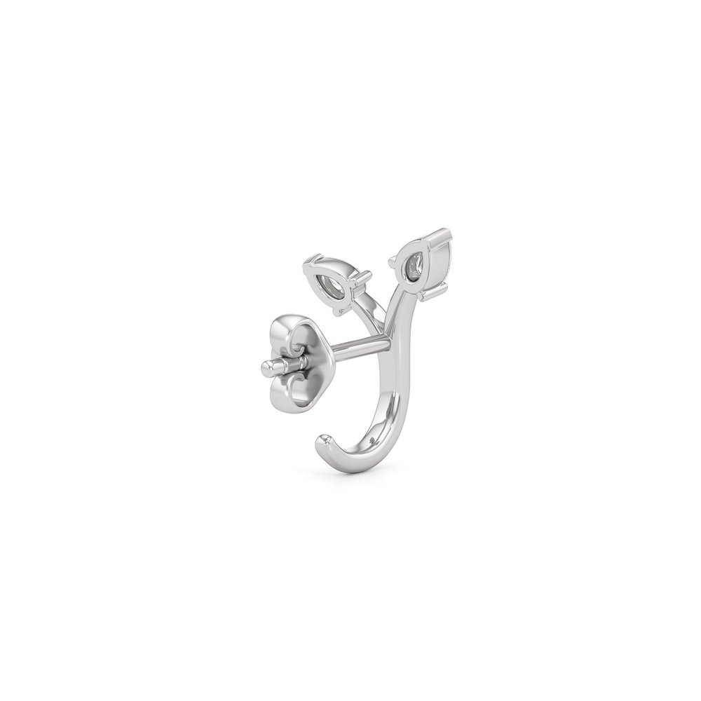 The Vine Sculpted Hoops with 14KT White Gold / Lab / 1/4 Cut Diamond in 14KT White Gold / Lab / 1/4 view 3
