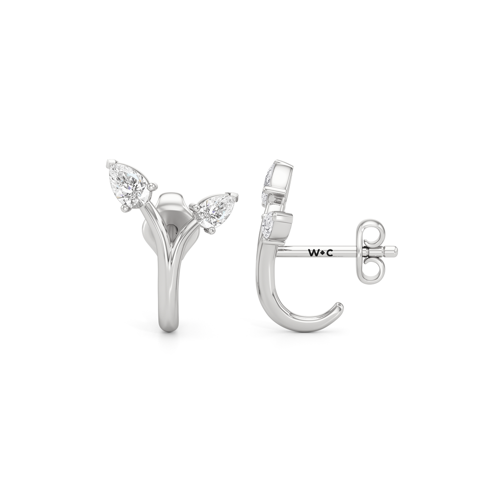 The Vine Sculpted Hoops with 14KT White Gold / Lab / 1/4 Cut Diamond in 14KT White Gold / Lab / 1/4 view 4
