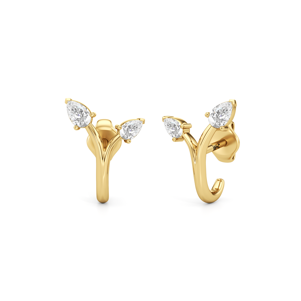 The Vine Sculpted Hoops with 14KT Yellow Gold / Lab / 1/4 Cut Diamond in 14KT Yellow Gold / Lab / 1/4 view 1
