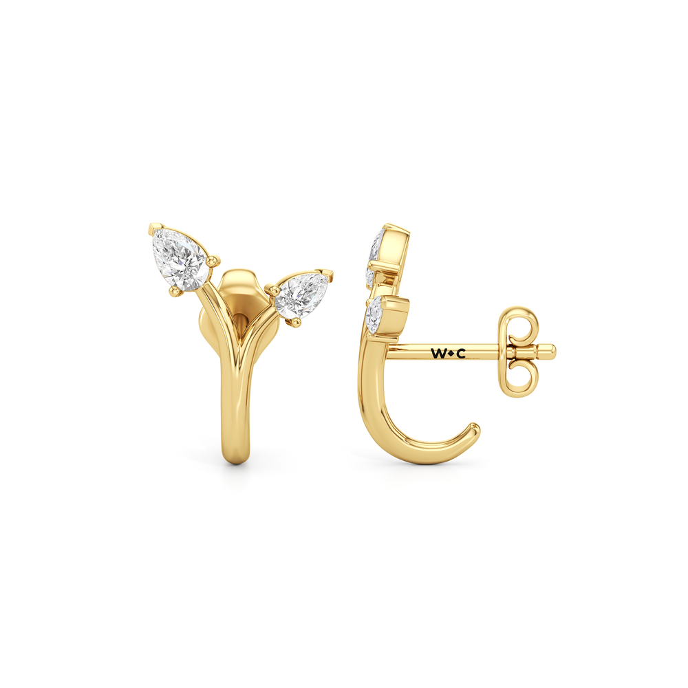 The Vine Sculpted Hoops with 14KT Yellow Gold / Lab / 1/4 Cut Diamond in 14KT Yellow Gold / Lab / 1/4 view 4

