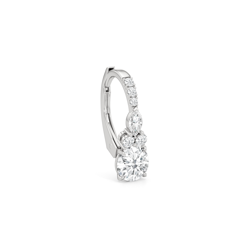 Fine Trio Pavé Accent Earrings with 14KT White Gold / Lab / 1 1/4 Cut Diamond in 14KT White Gold / Lab / 1 1/4 view 4
