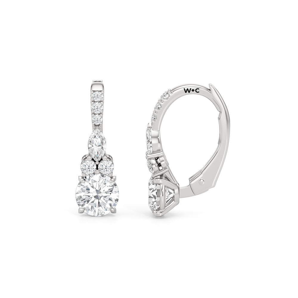 Fine Trio Pavé Accent Earrings with 14KT White Gold / Lab / 1 1/4 Cut Diamond in 14KT White Gold / Lab / 1 1/4 view 6
