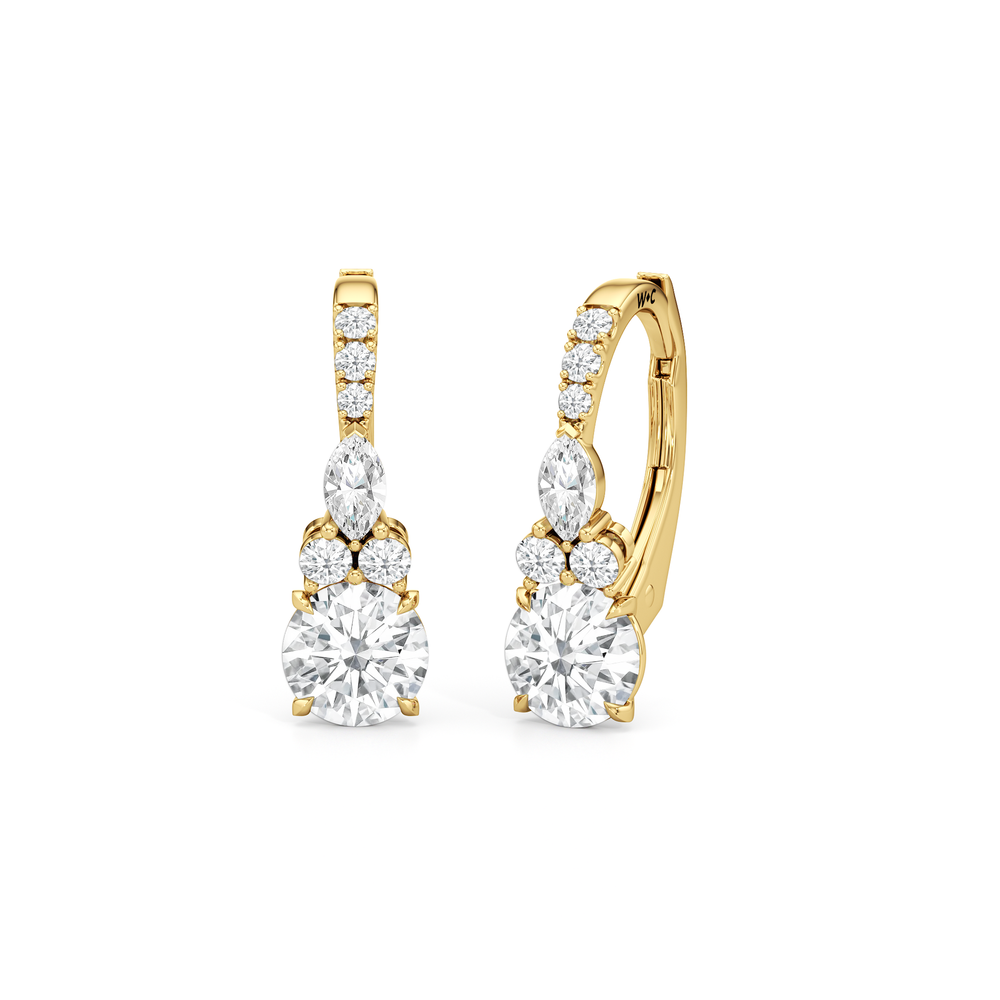 Fine Trio Pavé Accent Earrings with 14KT Yellow Gold / Lab / 1 1/4 Cut Diamond in 14KT Yellow Gold / Lab / 1 1/4 view 1
