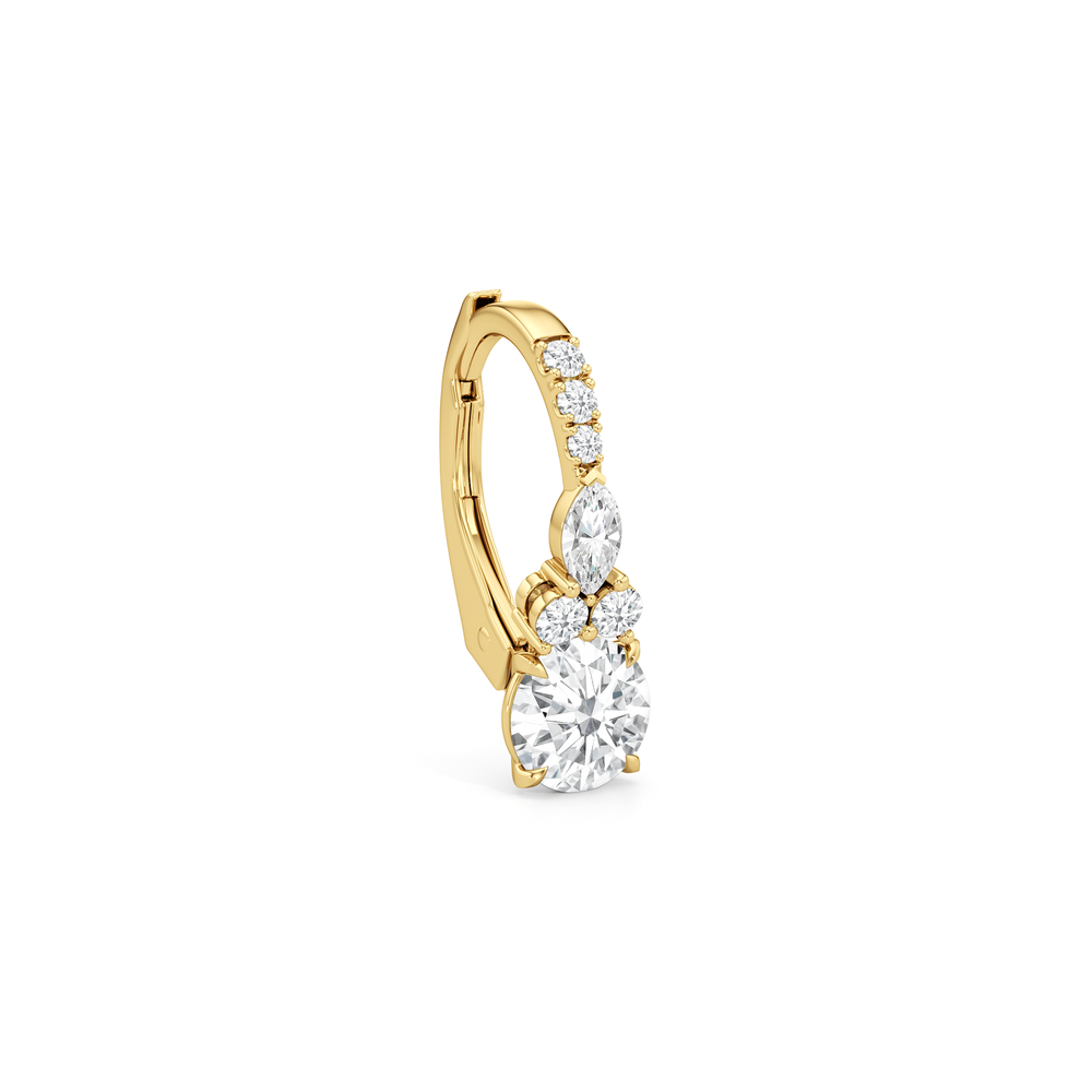 Fine Trio Pavé Accent Earrings with 14KT Yellow Gold / Lab / 1 1/4 Cut Diamond in 14KT Yellow Gold / Lab / 1 1/4 view 4
