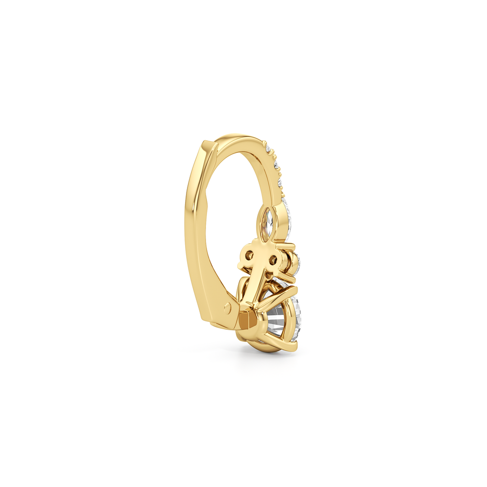 Fine Trio Pavé Accent Earrings with 14KT Yellow Gold / Lab / 1 1/4 Cut Diamond in 14KT Yellow Gold / Lab / 1 1/4 view 5
