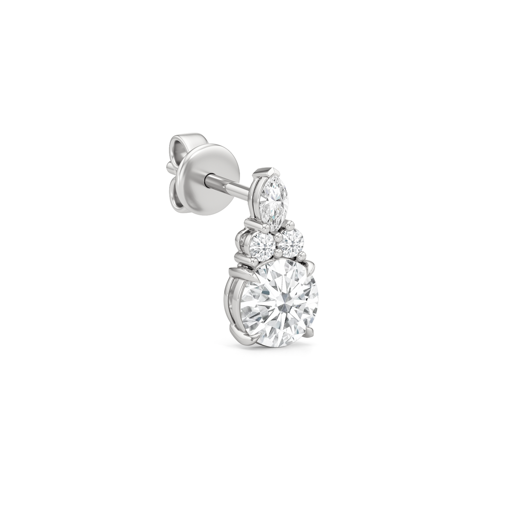 Fine Trio Studs with 14KT White Gold / Lab / 1 3/4 Cut Diamond in 14KT White Gold / Lab / 1 3/4 view 4
