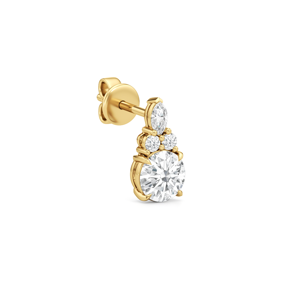 Fine Trio Studs with 14KT Yellow Gold / Lab / 1 3/4 Cut Diamond in 14KT Yellow Gold / Lab / 1 3/4 view 4
