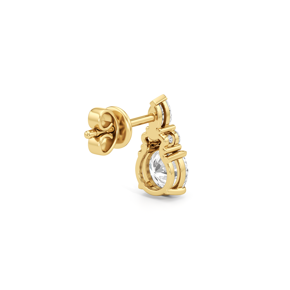 Fine Trio Studs with 14KT Yellow Gold / Lab / 1 3/4 Cut Diamond in 14KT Yellow Gold / Lab / 1 3/4 view 5

