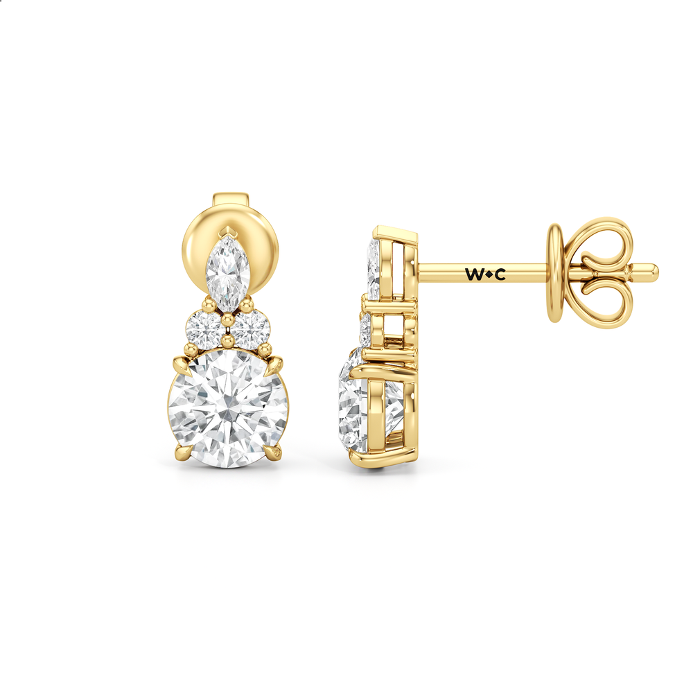 Fine Trio Studs with 14KT Yellow Gold / Lab / 1 3/4 Cut Diamond in 14KT Yellow Gold / Lab / 1 3/4 view 6
