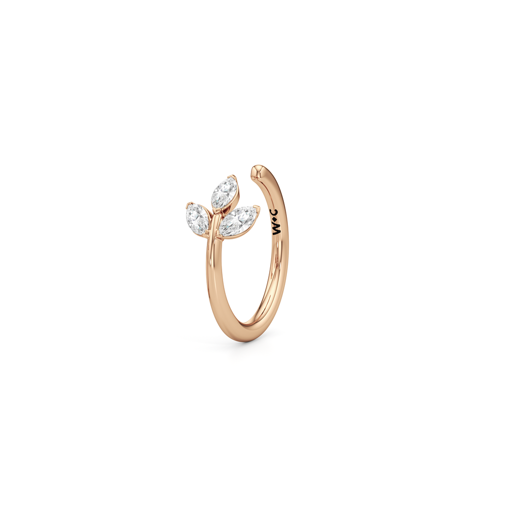 The Vine Sculpted Ear Cuff with 14KT Rose Gold / Single Cut Diamond in 14KT Rose Gold / Single view 1
