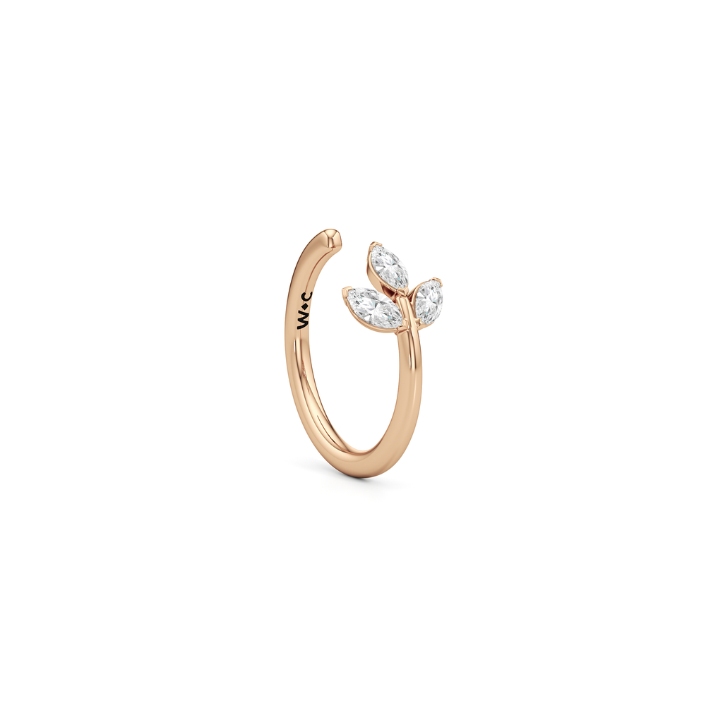 The Vine Sculpted Ear Cuff with 14KT Rose Gold / Single Cut Diamond in 14KT Rose Gold / Single view 4
