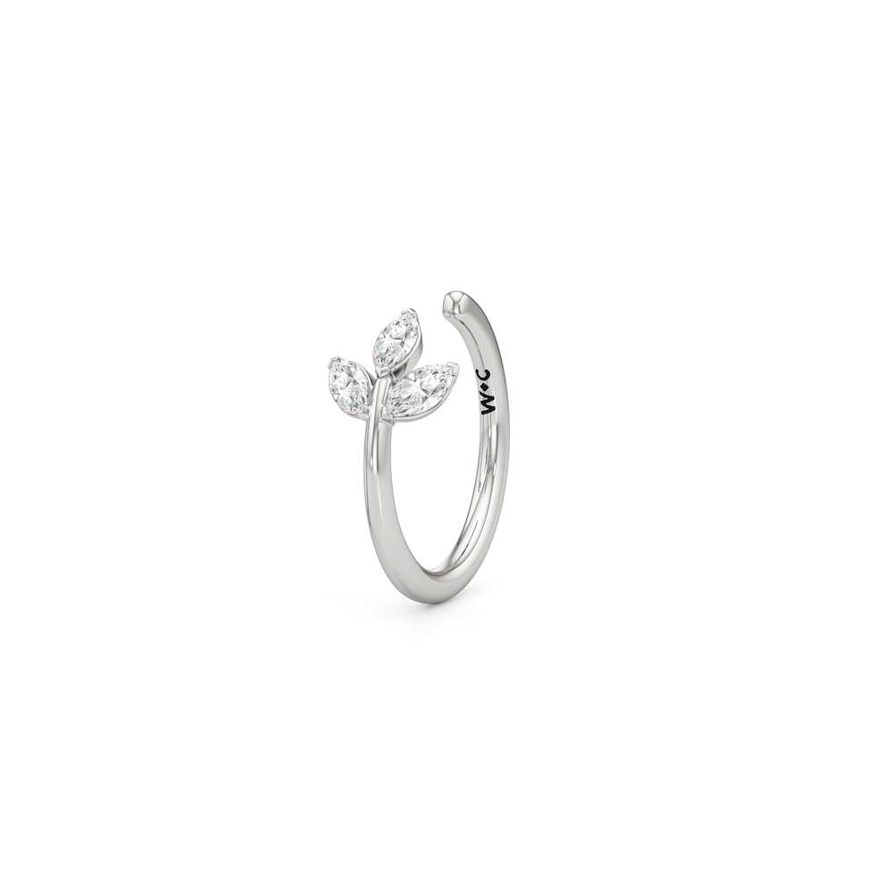 The Vine Sculpted Ear Cuff with 14KT White Gold / Single Cut Diamond in 14KT White Gold / Single view 1
