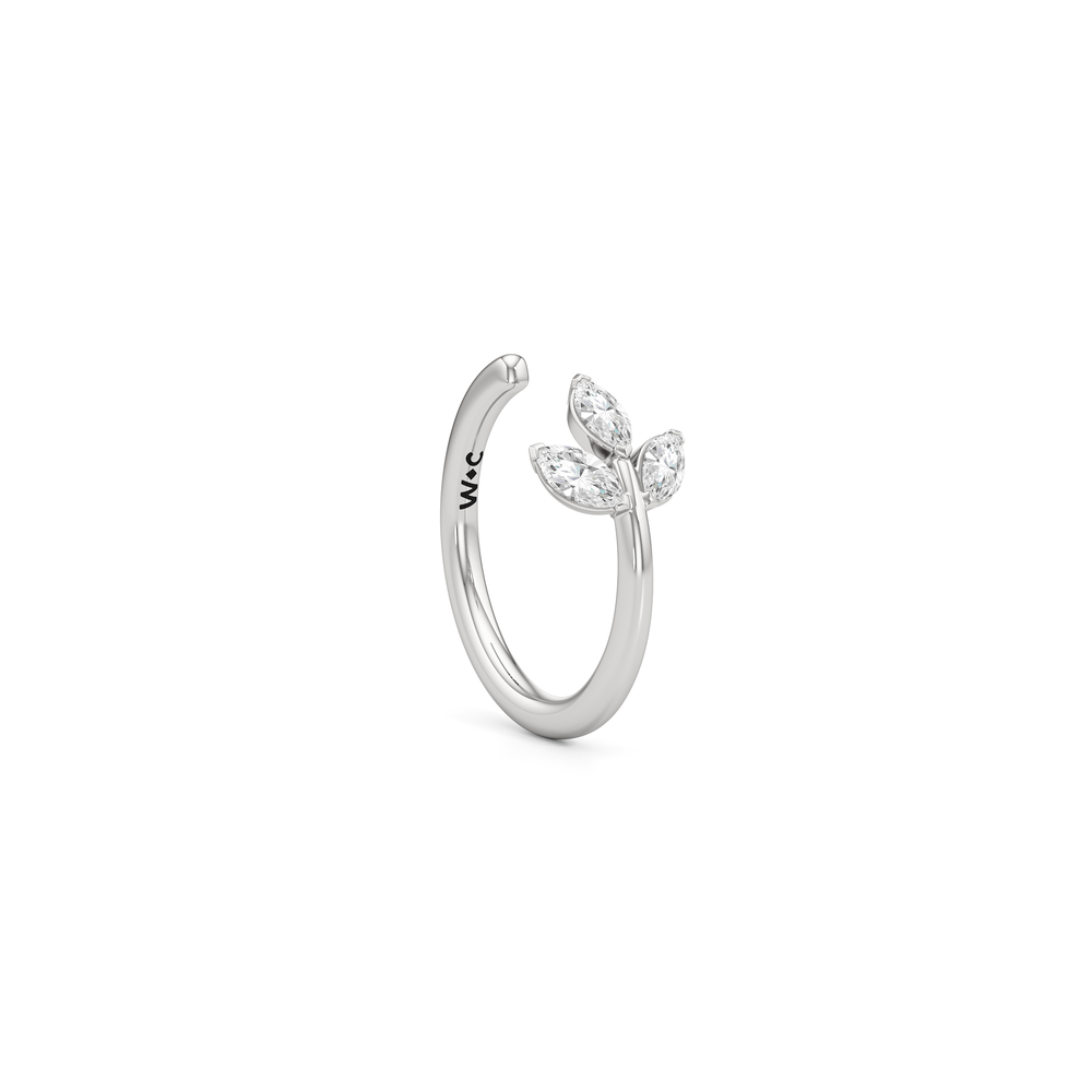 The Vine Sculpted Ear Cuff with 14KT White Gold / Single Cut Diamond in 14KT White Gold / Single view 4

