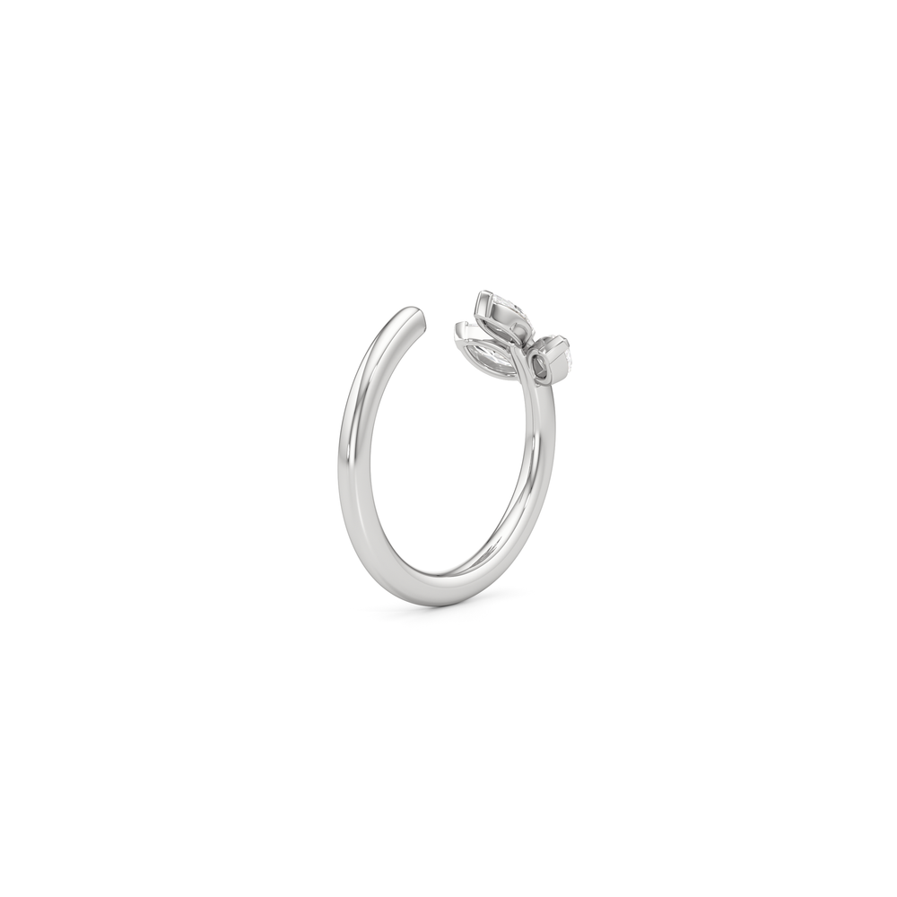 The Vine Sculpted Ear Cuff with 14KT White Gold / Single Cut Diamond in 14KT White Gold / Single view 5

