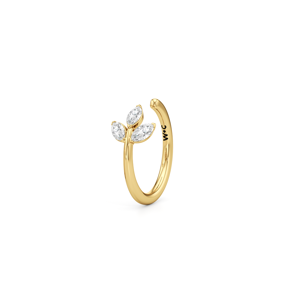 The Vine Sculpted Ear Cuff with 14KT Yellow Gold / Single Cut Diamond in 14KT Yellow Gold / Single view 1
