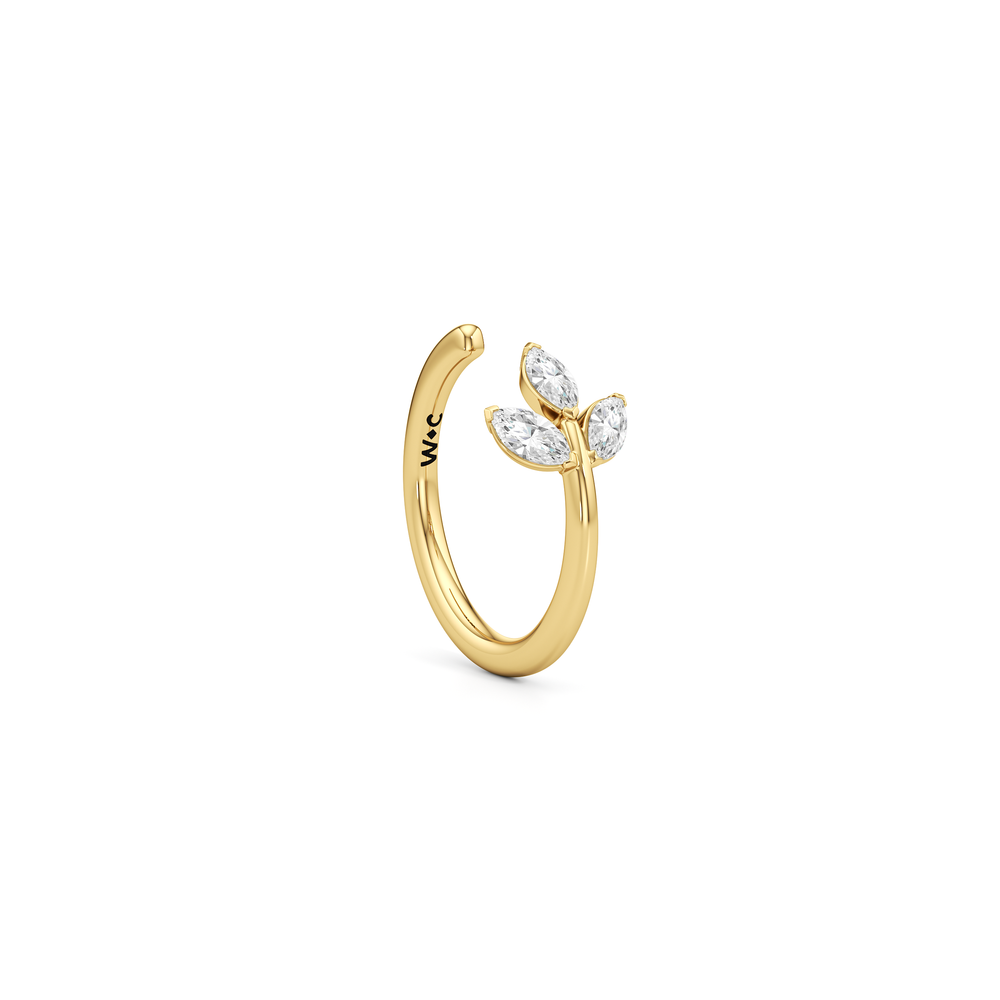 The Vine Sculpted Ear Cuff with 14KT Yellow Gold / Single Cut Diamond in 14KT Yellow Gold / Single view 4
