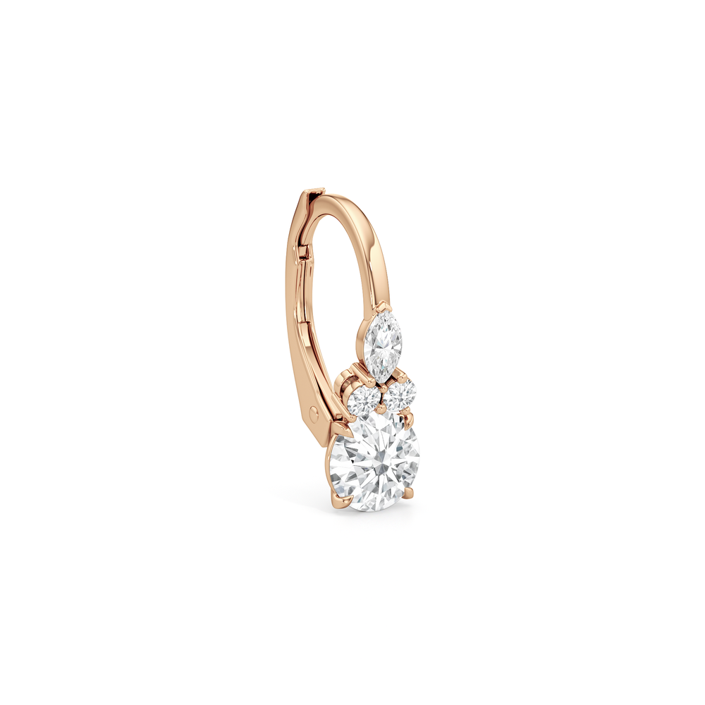 Fine Trio Accent Earrings with 14KT Rose Gold / Lab / 1 1/4 Cut Diamond in 14KT Rose Gold / Lab / 1 1/4 view 4
