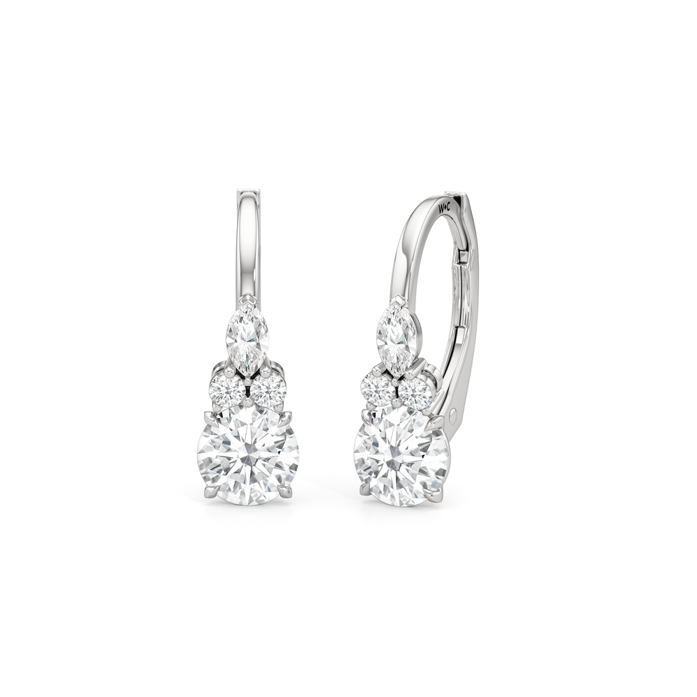 Fine Trio Accent Earrings with 14KT White Gold / Lab / 1 1/4 Cut Diamond in 14KT White Gold / Lab / 1 1/4 view 1
