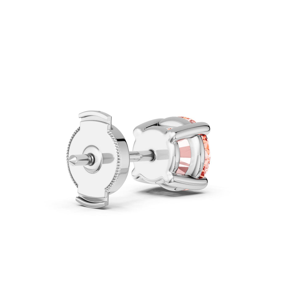 Pink Diamond Studs with 14KT White Gold / 2 Cut Diamond in 14KT White Gold / 2 view 5
