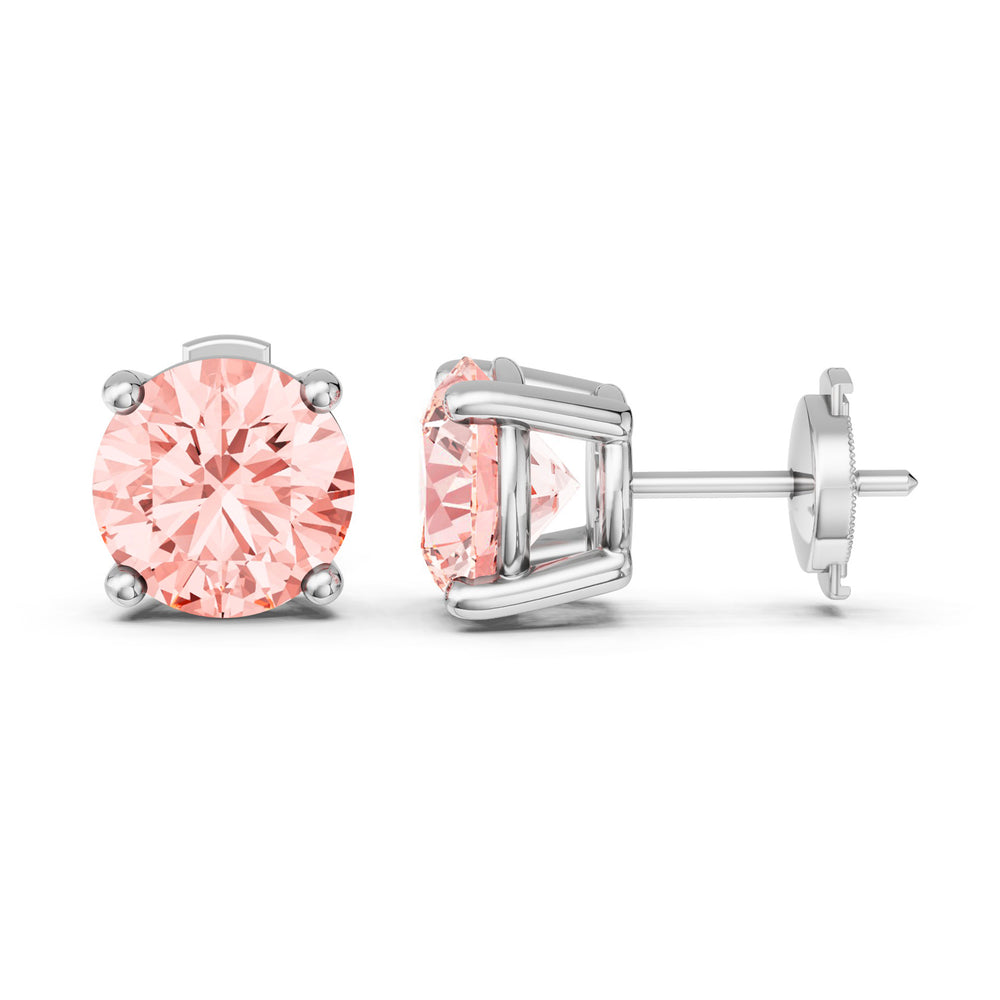 Pink Diamond Studs with 14KT White Gold / 4 Cut Diamond in 14KT White Gold / 4 view 6
