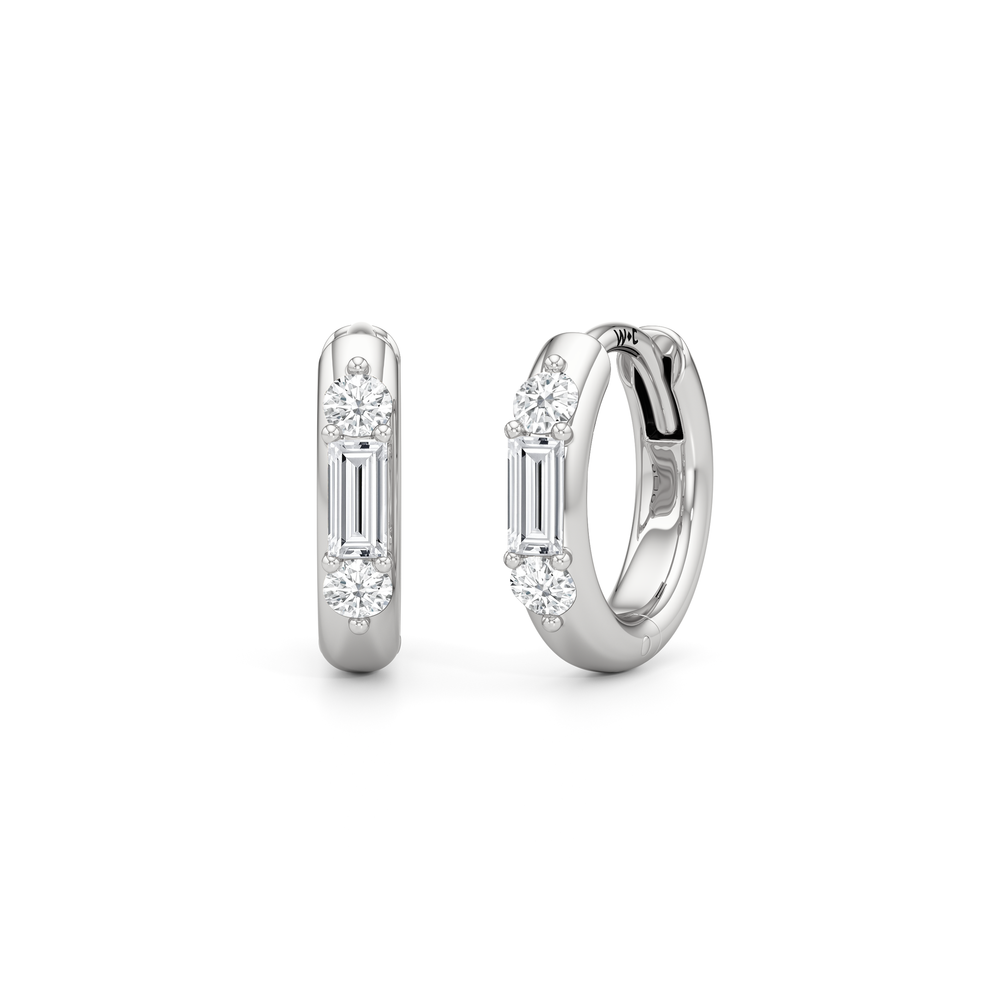 The Paige Hoops with 14KT White Gold / Lab / 3/8 Cut Diamond in 14KT White Gold / Lab / 3/8 view 1

