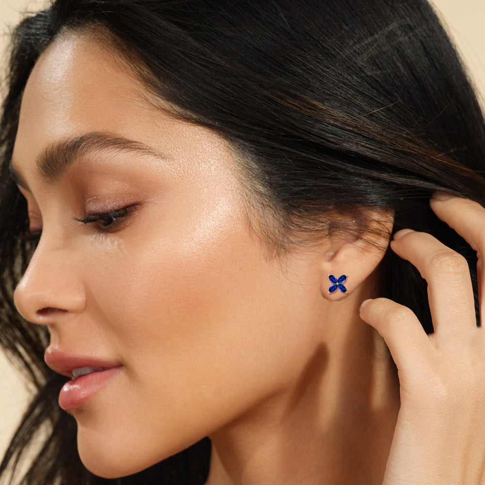 Model Wearing Sapphire Wildflower Studs view