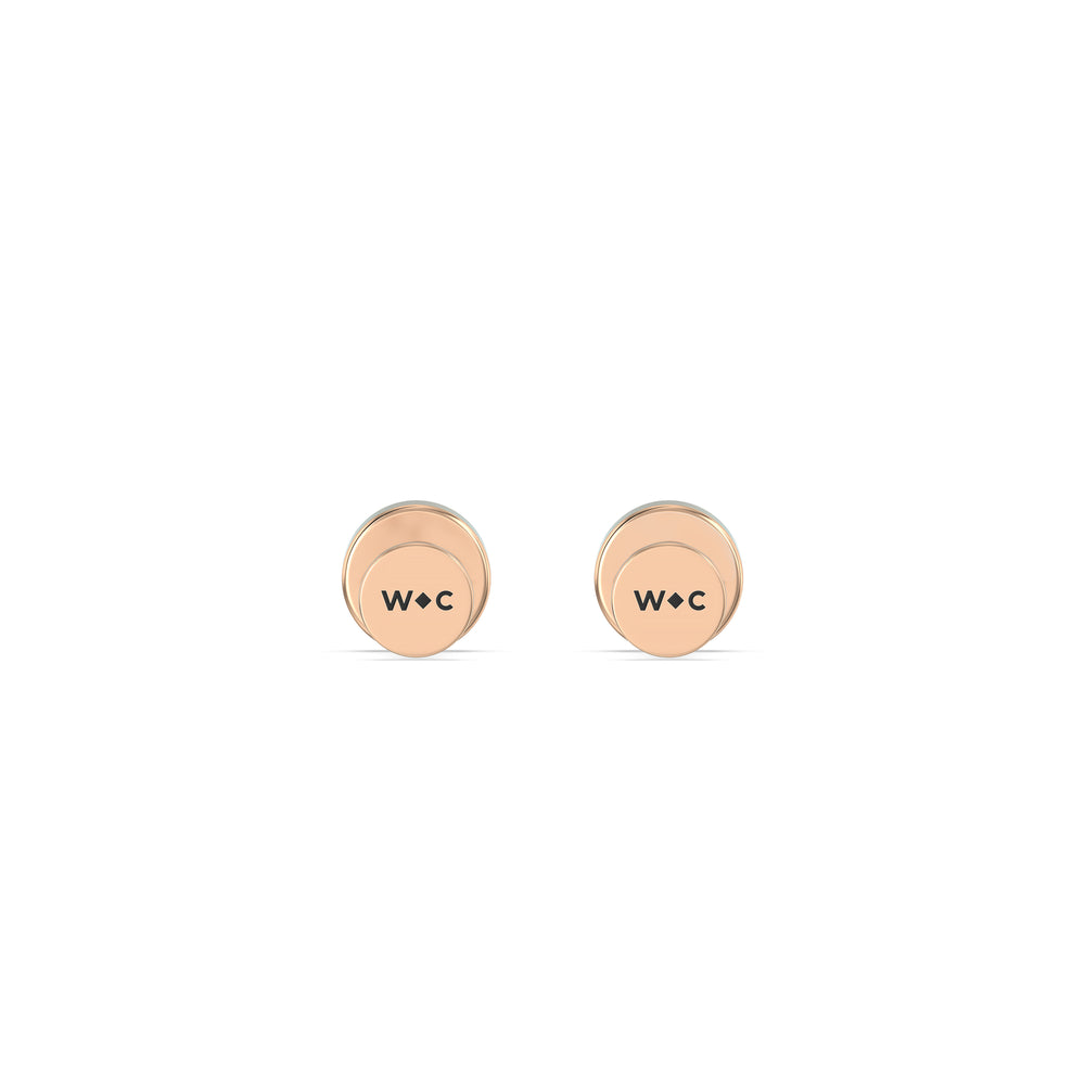 Round Bezel Flatback Studs with 14KT Rose Gold / Pair Cut Diamond in 14KT Rose Gold / Pair view 5
