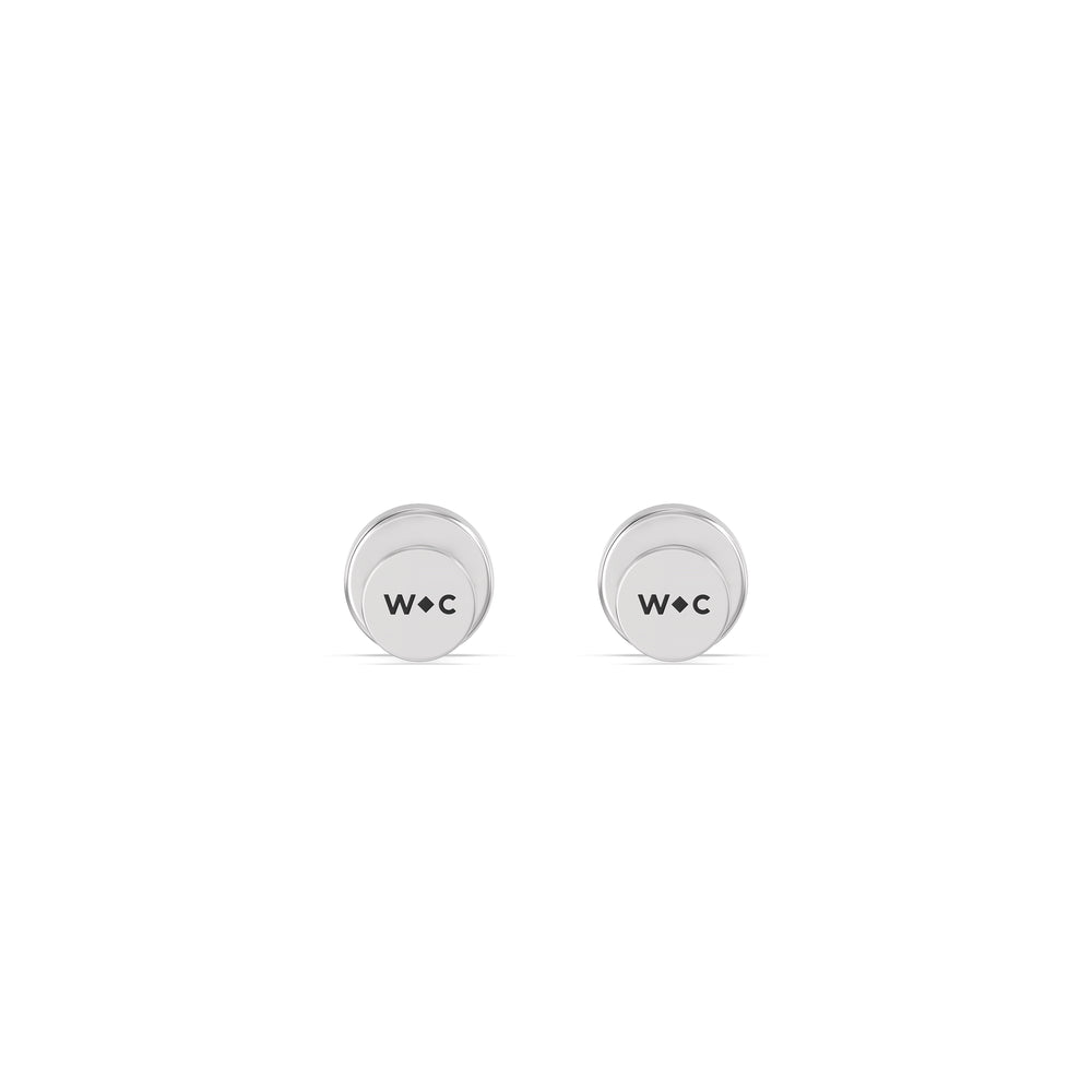 Round Bezel Flatback Studs with 14KT White Gold / Single Cut Diamond in 14KT White Gold / Single view 5

