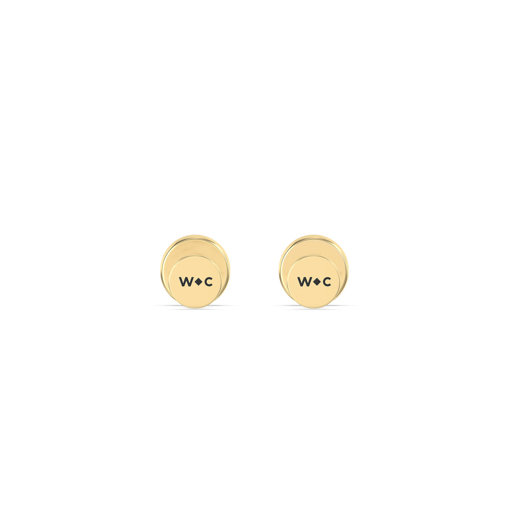 Round Bezel Flatback Studs with 14KT Yellow Gold / Single Cut Diamond in 14KT Yellow Gold / Single view 5
