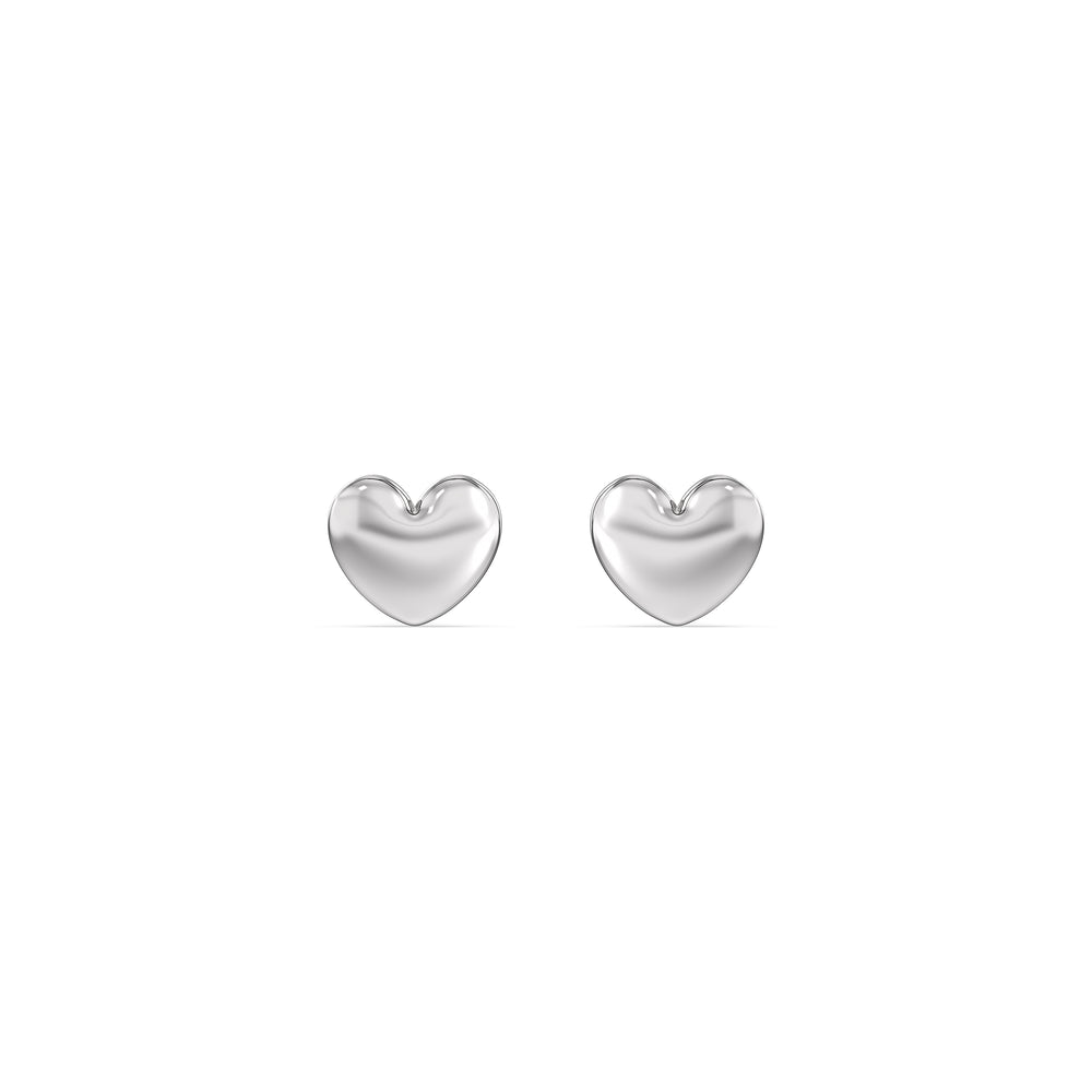 Heart Flatback Studs with 14KT White Gold / Single Cut Diamond in 14KT White Gold / Single view 3
