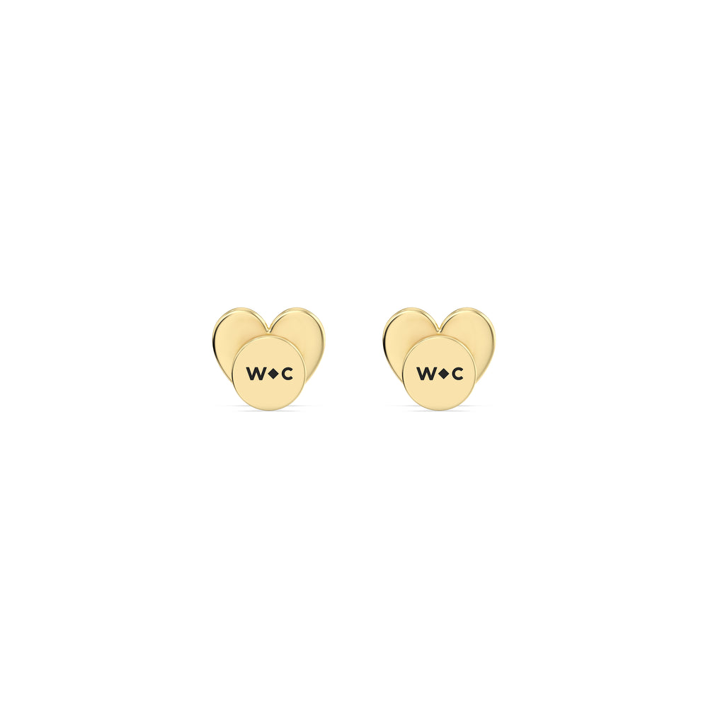 Heart Flatback Studs with 14KT Yellow Gold / Single Cut Diamond in 14KT Yellow Gold / Single view 5
